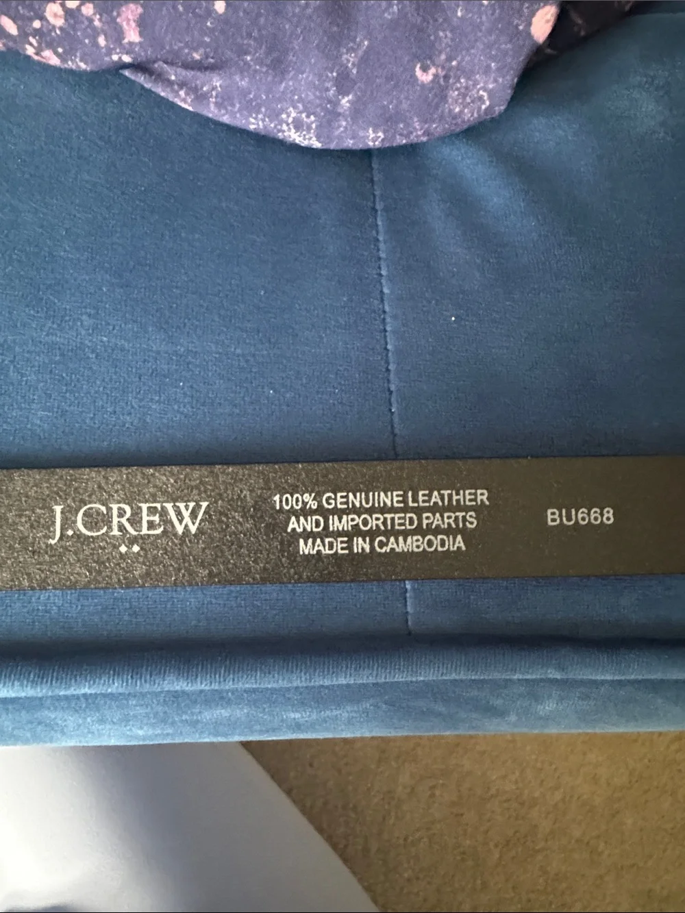 J. Crew Black Leather Belt with Pearl-Trim Round Buckle